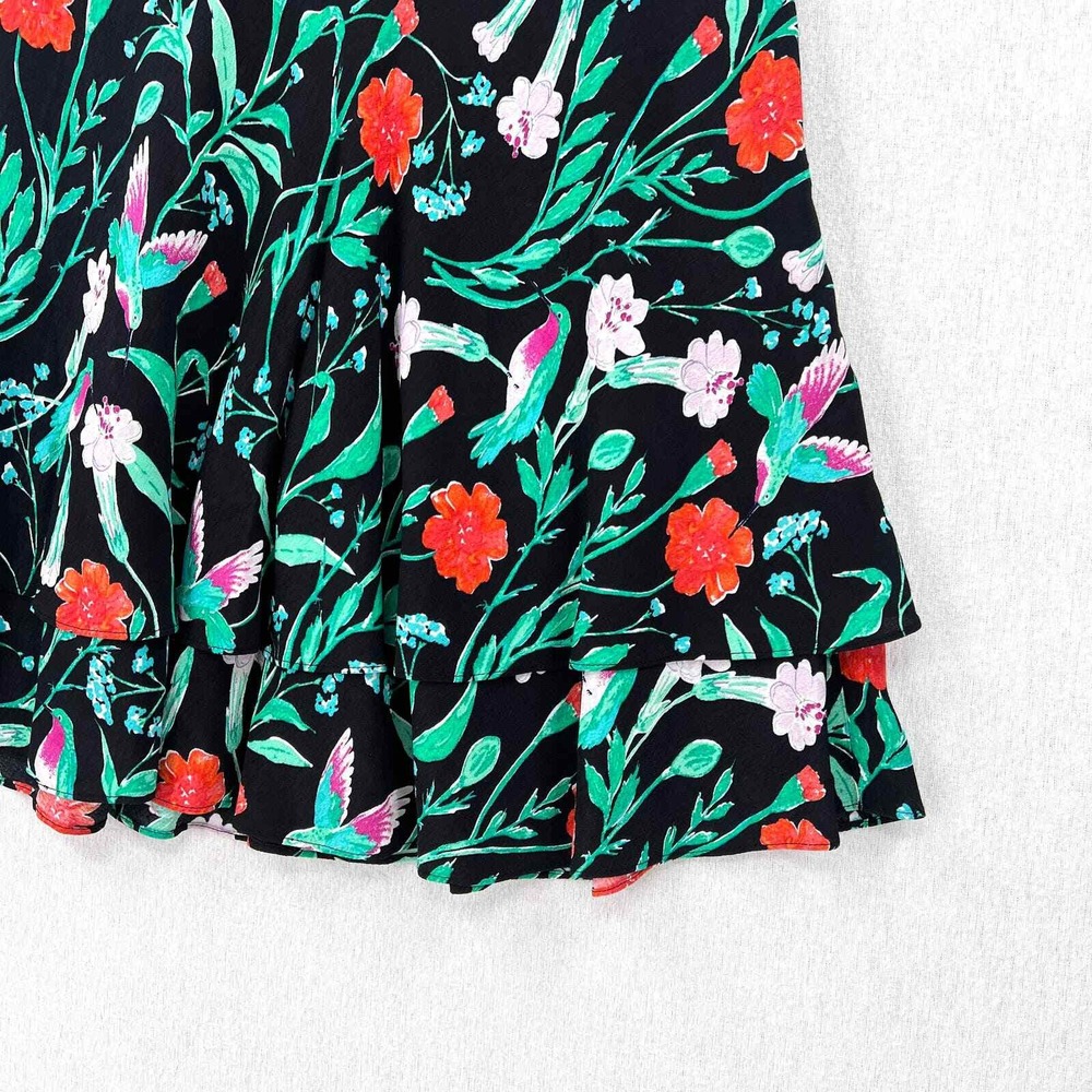 KATE SPADE Mini Skirt Women 2 Black Floral Jardin Scenic Route Tiered Ruffle - Picture 6 of 15